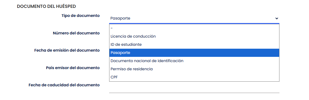 Selector Cloudbeds